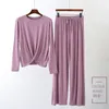 Women's Sleepwear Modal Pyjamas Women Sleep Wear Set Home Wide Leg Pants Suit Women Autumn Winter Long Sleeve Pijama Adulto Feminino Plus Size XXL 230314