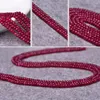 Dekorativa figurer 4mm naturliga brasilianska rubin fasetterade runda lösa pärlor ädelsten stenhalsband för kvinnor e8q3