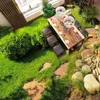 Bakgrundsbilder Bacaz Exfoliator Lawn Grass Floor Muring Stone Road 3D Floor Sticker PVC Självhäftande WALLPARK KONTOR