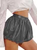 Kvinnors shorts plus size Shiny Metallic Ladies Club Party Dancing Costume Summer Fashion Short Pants Casual Elastic Midje Bloomers 230314