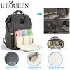 Diaper Bags Lequeen Fashion Mummy Maternity Nappy Bag Brand Large Capacity Baby Bag Travel Backpack Designer Nursing Bag for Baby Care 230313