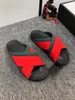 2023 Luxus Frauen Hausschuhe Designer Gummi Slides Sandale Flache Blüten Grün Rot Weiß Web Mode Schuhe Strand Flip Flops Blumenkasten