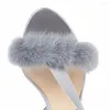 Scarpe eleganti Sandali con tacco alto in pelliccia sexy Catena da donna Tacchi da sera grigi Tacchi a spillo lussuosi Estate classica