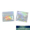 Clear mini zip kilidi holografik mylar ambalaj torbaları 100pcs renkli gökkuşağı örneği güç paketleme torbaları hapları depolama çantası 7.5*6.5cm