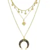 Pendant Necklaces Summer Bohemian Star Moon Multi Layered Necklace Women Choker Vintage Crescent Geometric Collier Collares