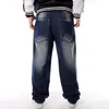 Mens Jeans Streetwear Men Pantalones de mezclilla Hip Hop Casual Skateboard Jeans Pantalones Bordado Bordado de jeans holgados sueltos Pantalones para masculinos 230313