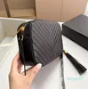 Designer-Camera Bag Diagonal Stripes Women Shoulder Handbag Caviar Tassel Classic Quilted Purse