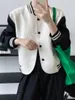 Giubbotti da donna Nero Bianco Bomber Giacca da donna 2023 Sping Autunno Patchwork a righe Casual Fragrante Baseball Gotico Cappotto uniforme femminile