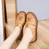 Sandals Women's 2023 Summer Genuine Leather Handmade Ladies Shoe For Women Flats Retro Style Mother Shoes