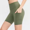 Active Shorts Dames Bedrukte Nude Yoga Shorts met Zakken Nauwsluitende elastische Sneldrogende Trainingsshorts, Modieuze en Klassieke Sportkleding