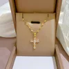 Exquisite Zirconia Cross Pendants Necklace For Women Luxury Adjust Choker Fashion Jewelry Accessories 316L Stainless Steel