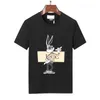 Kreskówkowe koszulki dla kobiet designerskich menu T-shirt drukowana załoga szyja wygodna szczupła damska koszula królicza czarne dziewczyny