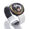 Pulseira de couro elegante de fivela magnética para mulheres 2023 Moda Metal Charm Ladies Bohemian Wide Wrap Bracelet Jewelry