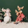 Decorative Objects Figurines Christmas Decorations For Home Village Houses Set Figures Tree/Snowman/Santa Scene With Night Lights Crystal Ball Xmas Gifts 230314