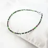 Strand Natural Stone Anyolite Rubys Zosite Approx 3-4mm Faceted Beads Tibetan Silver Bracelet 7''-8''