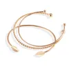 Brazalete NDFSOUL 3PCS / SET Conjunto de pulsera simple de 3 capas Color oro rosa Mujeres 2023 Moda Lucky YWLY121