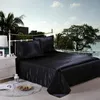 Bedding Sets Write Black / White King Double Size Satin Silky Summer Used Cold Bed Linen Luxury Kit Duvet Cover Set