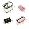Cosmetic Bags Cases Transparent PVC Cosmetic Bag Travel Toilet Bag Four-Piece Portable Multifunction Set Pink Makeup Organizer Bag Cosmetician 230314
