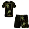 メンズトラックスーツ夏のモバイルテクノロジーショーツ男性/女性ブランド3Dプリント面白いパンツTシャツスーツセットグラフィック衣類2023