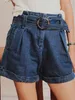 Shorts Feminino Jyate Jeans de cintura alta 2023 Summer Denim Streetwear Bottoms Blue Aline Pants 230314