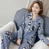 Vêtements de nuit pour femmes Ensemble de pyjamas imprimés Col rabattu Vêtements de nuit décontractés TopPants à manches longues 2 pièces Costume Maison Vêtements Loungewear 230314