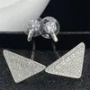 Arc Triangle Dangle Earrings Large Jewel Charm with Full Diamonds Women Letters Eardrop with Box