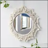 Dekorativa föremål Figurer Boho Rame Round Mirror S Eesthetic Room Decor Hanging Wall for Bedroom Living House Decoration 220512 DHF5P