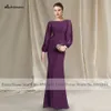 Robes de soirée Lakshmigown violet à manches longues sirène mère de la robe de mariée robes de Boda Invitada femmes élégantes robes de soirée 230314