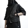 Men's Tank Tops Techwear Men's Top Vest Men Hip Hop Cargo Buckle Sleeveless Black Harajuku Hippie Streetwear Korean Fashion