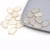 Pendant Necklaces Natural Clear Quartz Charms Oval Gilt Edge Necklace For Jewelry Making DIY Earrings Accessories 20x34mm