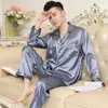 Pijamas de seda de roupas de dormir masculinas para homens de seda de plus size homens sólidos pijamas fofos para homens pijama de roupas de noite de verão de duas peças de cetim pijamas de seda Loungewear 230313