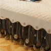 Bed Skirt Luxury Velvet Quilted Bedspread Flannel Gold Flower Lace Embroidery Ruffle Bed Skirt Mattress Cover Bedspread Pillowcases 1/3Pcs 230314