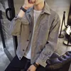 Men's Jackets Corduroy Embroidery Jacket Streetwear Single Breasted Autumn Loose Casual Long Sleeve Ropa De Hombre Coat Men DE50JK