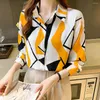 Women's Blouses S-4XL Office Ladies Shirt Turn-down Collar Long Sleeves Unique Pattern Loose-fitting Women Button Up Elegant Blouse Blusas