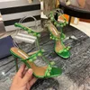 패션 오라 샌들 CREATORS LAB AQUAZZURA 크리스탈 펜던트 액세서리 여성 신발 10.5cm 하이힐 로마 샌들 풀 세트 포장 35-42