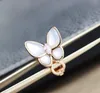 Boucle d'oreille à clip en forme de papillon, breloque de qualité de luxe, avec perles de coquillage naturelles, plaqué or rose 18 carats, avec boîte à timbres PS3534A