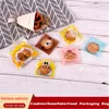 Gift Wrap 100pcs Cookies Self Adhesive Soap Biscuits Package Bag Blue Bottom Transparent Bear Head Cartoon Wedding Birthday Party