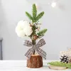 Decorative Flowers 25CM Mini Christmas Ornament Artificial Plant Tree Cotton Ribbon Table Home Decor Simple Pography Props Decoration