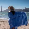 Asciugamano da spiaggia turco in cotone con logo personalizzato Telo da bagno assorbente morbido durevole Asciugamano da hammam Coperta da spiaggia senza sabbia Asciugamani da viaggio leggeri oversize ad asciugatura rapida