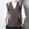 Men s Vests Business Casual Outer Wear Warm Sleeveless Cardigan Knitted Sweater Vest Tops 230313