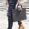 Briefcases Retro Men Briefcase Minimalist Natural Genuine Leather Laptop Handbag Business Simple A4 File Package