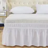 Bed Skirt Three Sides Twin Queen Elastic Ruffles el Home Decoration Wrap Around Easy Fit Cover Dustproof Bedroom Wedding Bed Skirt 230314