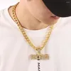 Подвесные ожерелья мужские ювелирные изделия для хип -хопа король Письмо Майами Золотая Кубинская связь цепь с колье для кольца