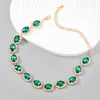 Ras du cou femmes plein cristal Fuchsia vert Zircon déclaration clavicule collier pour mariage fête bijoux de luxe