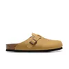 Designer de chinelos de cortiça de verão Boston Sandal Men slides de moda de couro planas sandálias amadeiradas de sapatos preguiçosos com entupimento com caixa