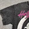 Мужские футболки винтажная тяжелая ткань Hellstar Пробранная футболка мужская женщина уличная одежда высокая качество трещин Портретная печатная футболка w0314