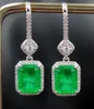 Orecchini a pennaglie di lusso Lab Emerald Diamond 925 Sterling Silver Party Drop per donne Promise Gioielli di fidanzamento