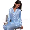 Pijamas de cetim de seda feminina feminino Conjunto de pijamas PJS Conjunto de roupas de dormir para roupas de noite Loungewear XS ~ 3xl plus size__gifts 230314