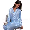 Women's Sleepwear Womens Silk Satin Pajamas Set Pyjamas PJS Set Sleepwear Set Nightwear Loungewear XS~ 3XL Plus Size__Gifts 230314