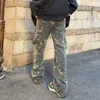 Herenbroeken mode camouflage baggy tracksuit cargo broek voor mannen inkjet zijzakken sport joggers vrouwen casual losse broek 230313